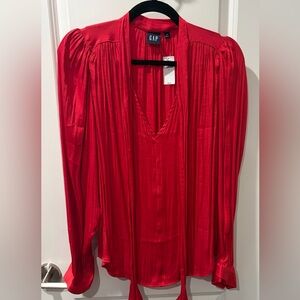 GAP Red Long Sleeve V-neck with Ties